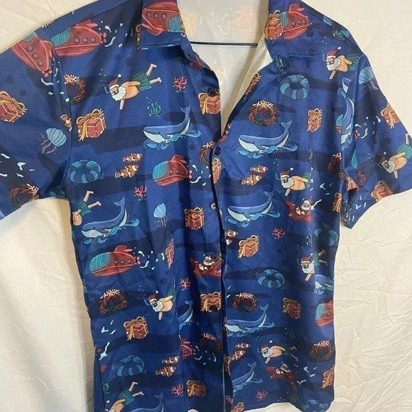 jogal Other - Men's Medium Jogal Holiday Santa Short Sleeve Casual Button Up Shirt Christmas
